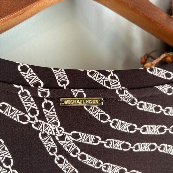 Michael Michael Kors Plus Size 3X Chain-Print Cold-Shoulder Top - Chocolate - Picture 6 of 12